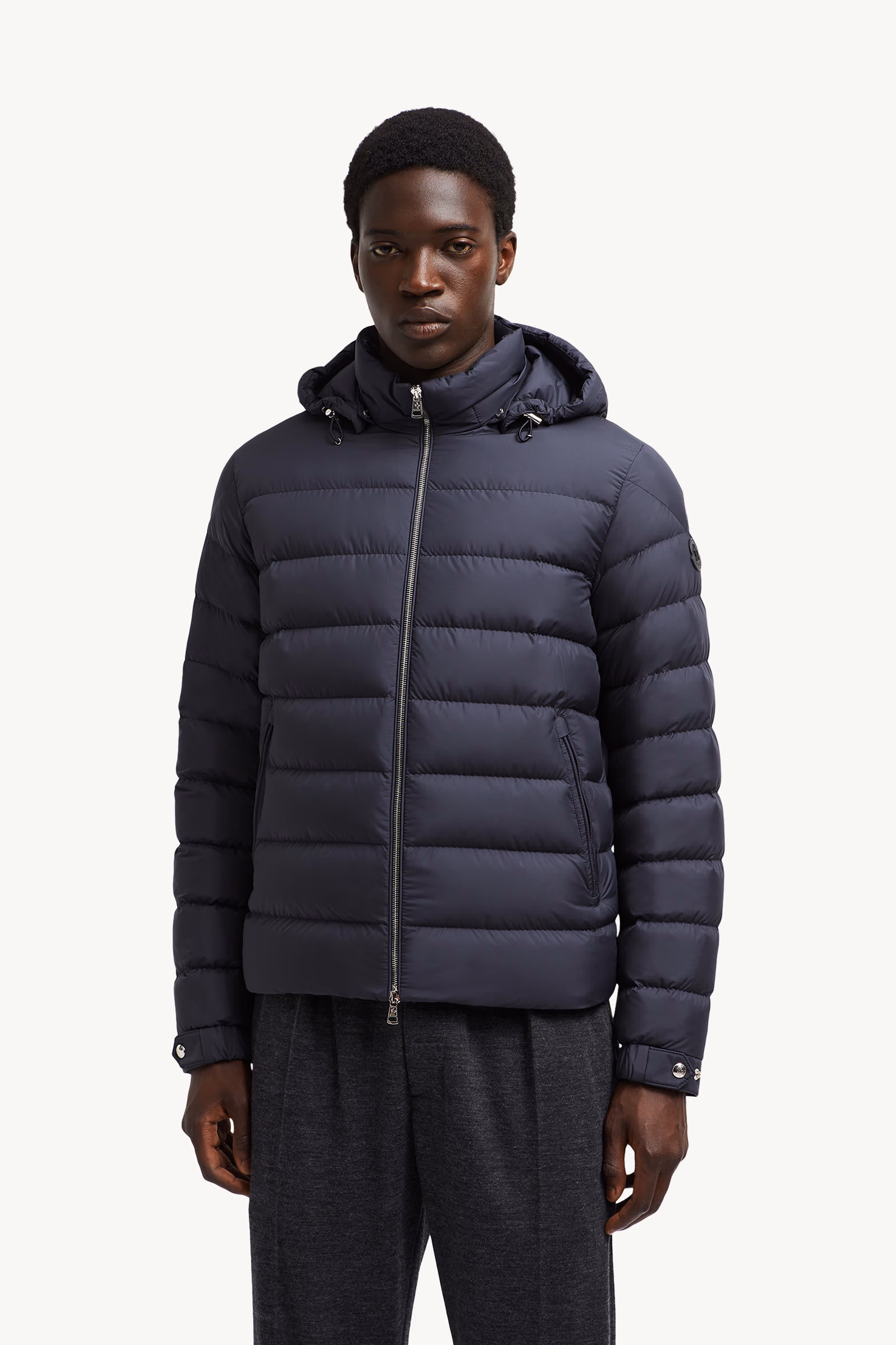 Arneb Hooded Short Down Jacket Men Navy Blue Moncler 3